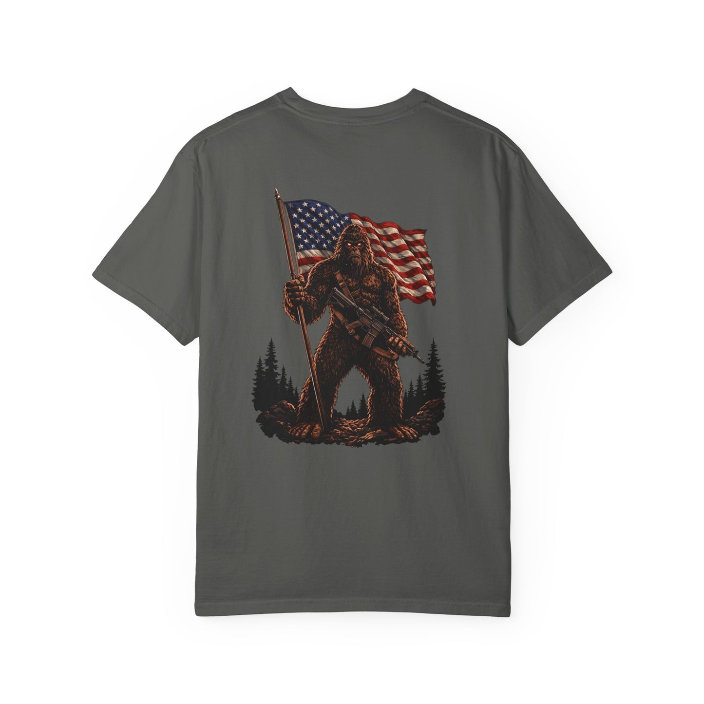 Patriotic Bigfoot Flag T-Shirt — American Sasquatch Graphic Tee