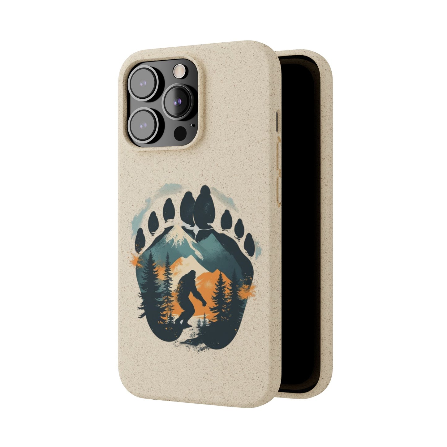 Bigfoot Print Phone Case – Compostable PLA & Bamboo Forest Design Printify