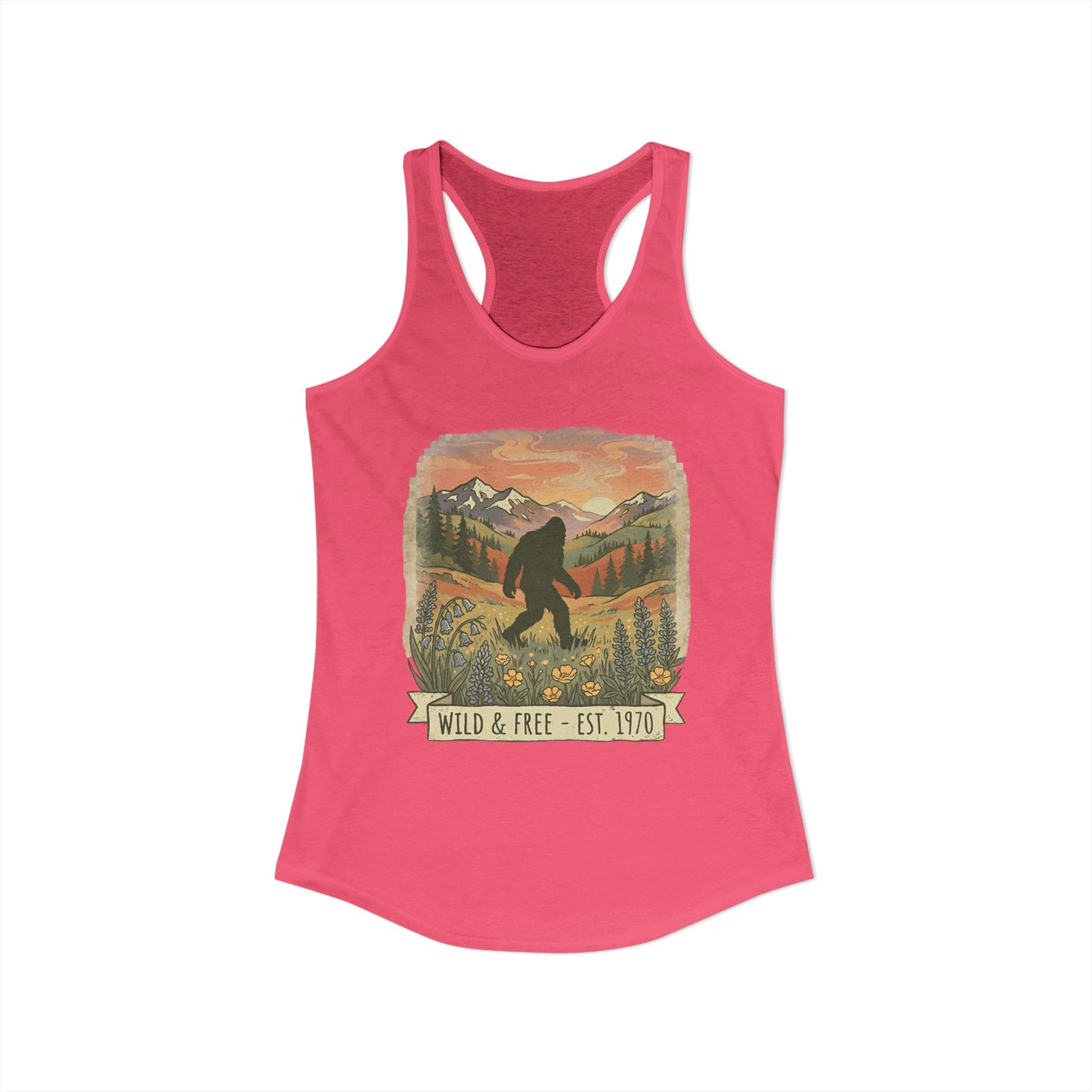 Sasquatch in the Meadow Racerback Tank