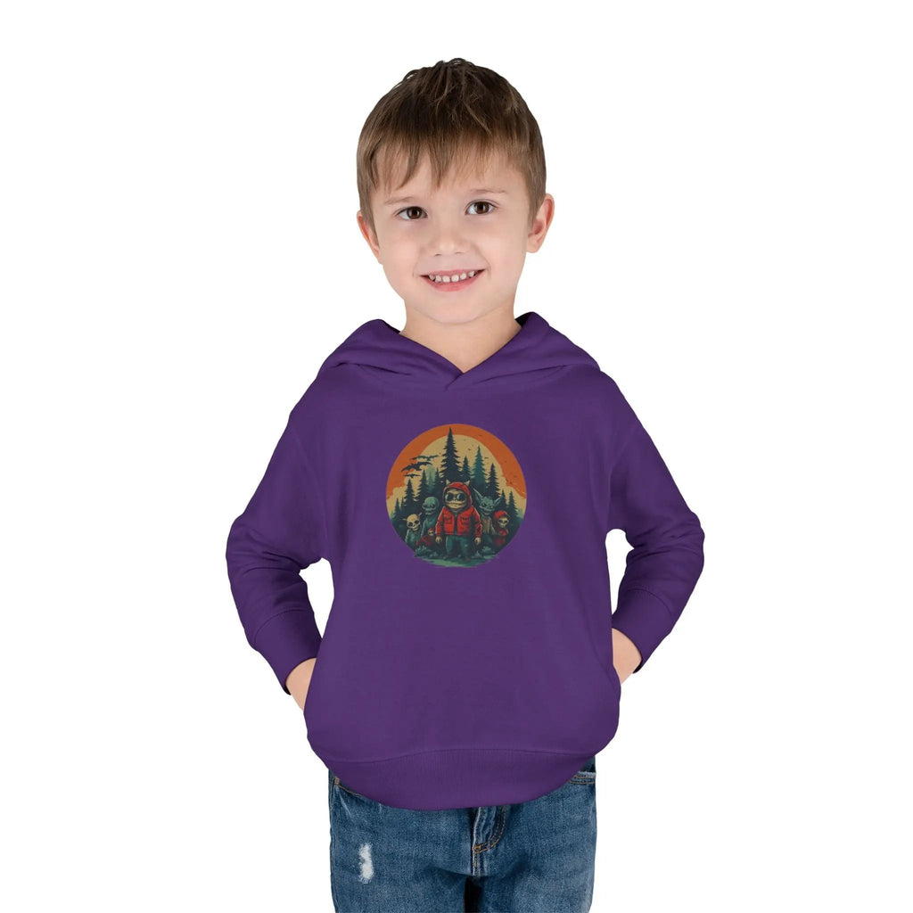 Adventure-Ready Toddler Pullover Fleece Hoodie – Cozy Kids Hoodie, Camping-Themed Gift, Fall/Winter Toddler Apparel Printify