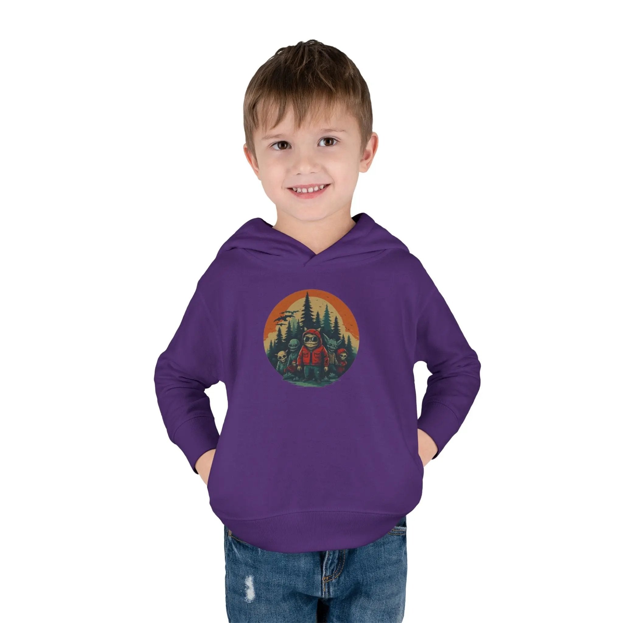 Adventure-Ready Toddler Pullover Fleece Hoodie – Cozy Kids Hoodie, Camping-Themed Gift, Fall/Winter Toddler Apparel Printify