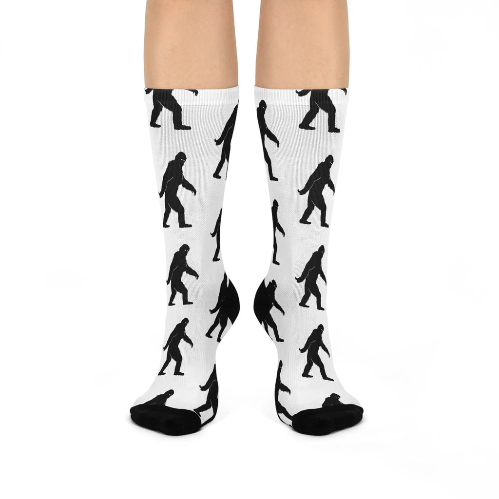 Bigfoot Cushioned Crew Socks – Fun Gift for Outdoor Lovers, Hiking Socks, Unique Patterned & Quirky Fashion Printify