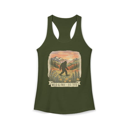 Sasquatch in the Meadow Racerback Tank