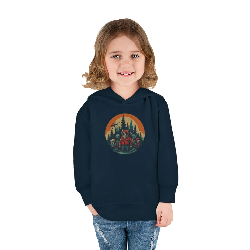Adventure-Ready Toddler Pullover Fleece Hoodie – Cozy Kids Hoodie, Camping-Themed Gift, Fall/Winter Toddler Apparel Printify