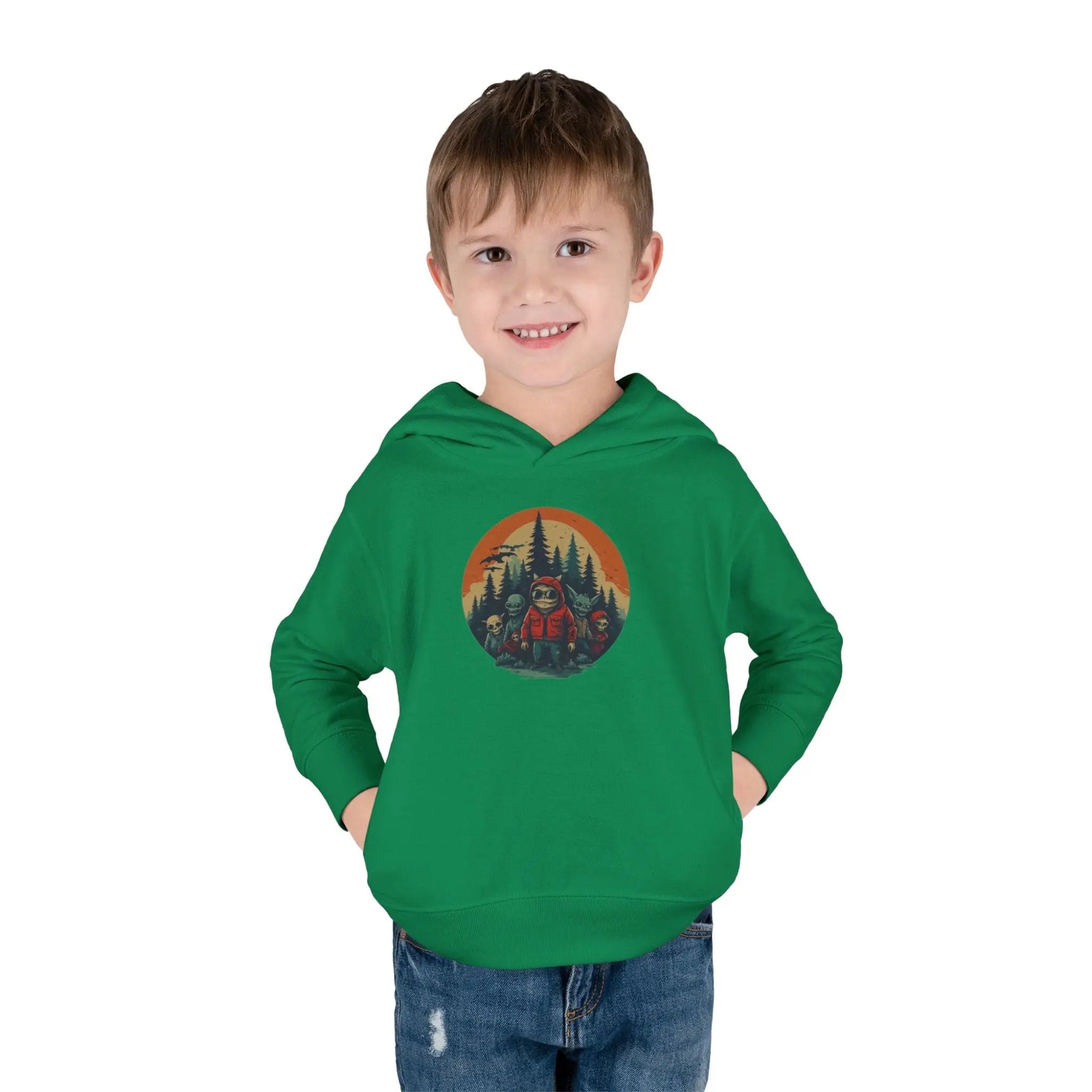 Adventure-Ready Toddler Pullover Fleece Hoodie – Cozy Kids Hoodie, Camping-Themed Gift, Fall/Winter Toddler Apparel Printify