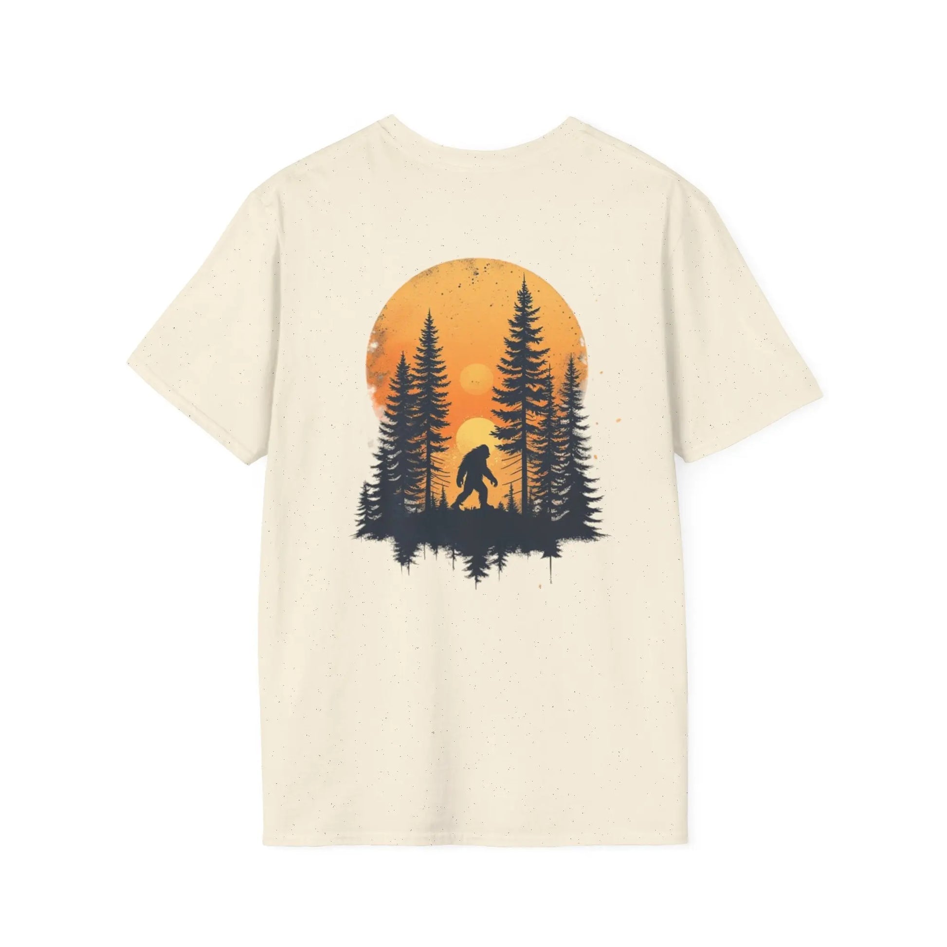 Bigfoot Sunset T-Shirt — Sasquatch Forest Graphic Tee Printify
