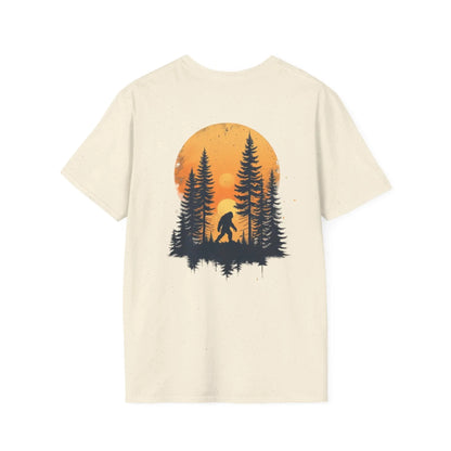 Bigfoot Sunset T-Shirt — Sasquatch Forest Graphic Tee Printify