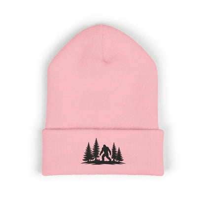 Embroidered Mountain & Pine Trees Cuffed Beanie