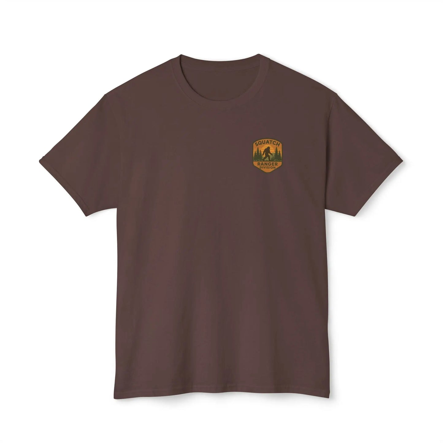 Adventure Patch T-Shirt — Vintage Mountain Forest Logo Tee | Outdoors Lifestyle Shirt