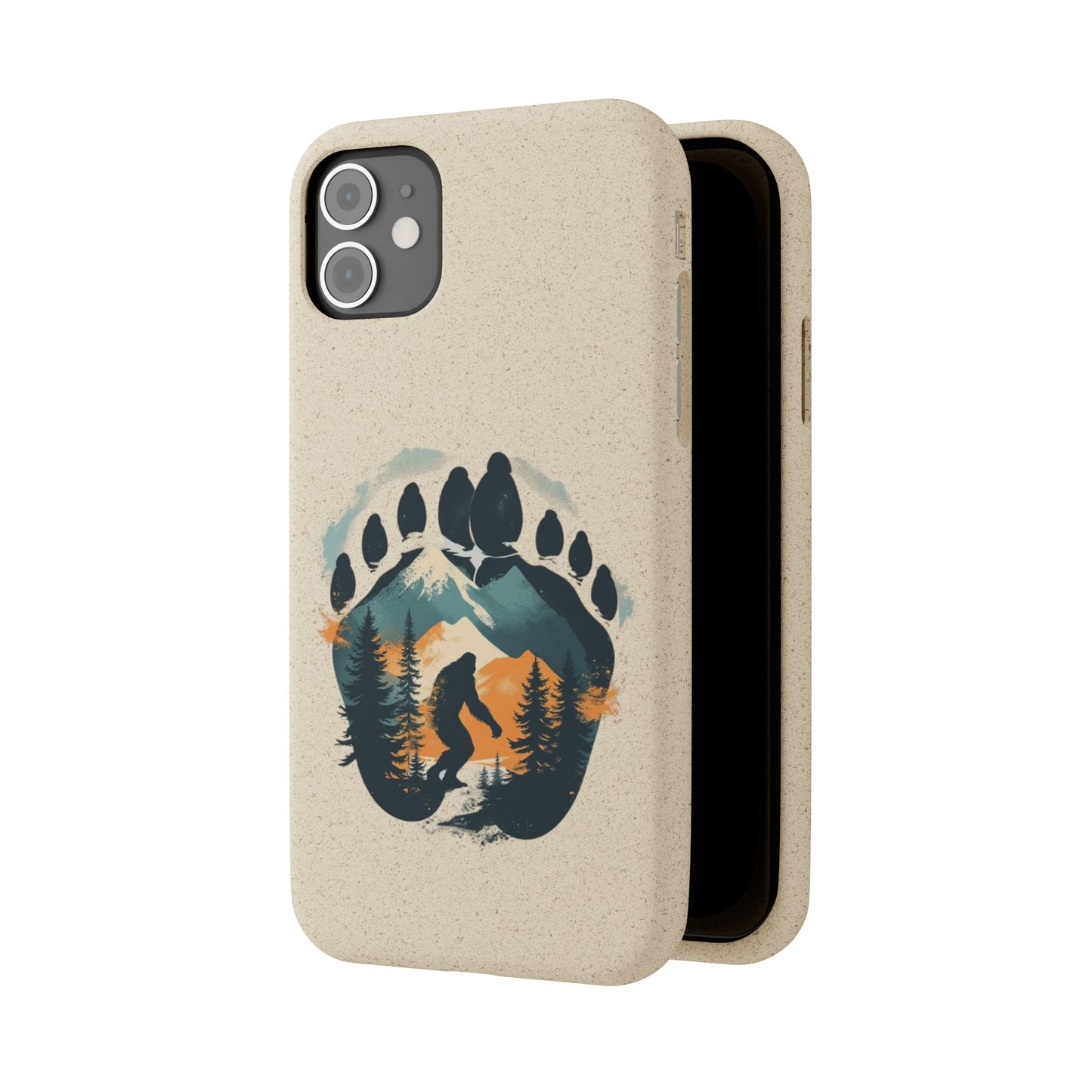 Bigfoot Print Phone Case – Compostable PLA & Bamboo Forest Design Printify