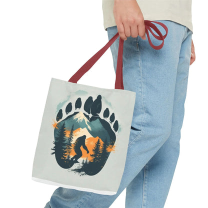 Bigfoot Forest Tote Bag — Sasquatch Mountain Scenic Tote Printify