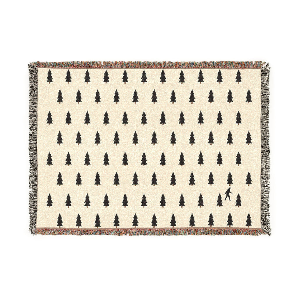 Bigfoot Woven Blanket – 100% Cotton Cozy Cryptid Throw by Squatch Wear | Sasquatch Home Décor Gift Printify