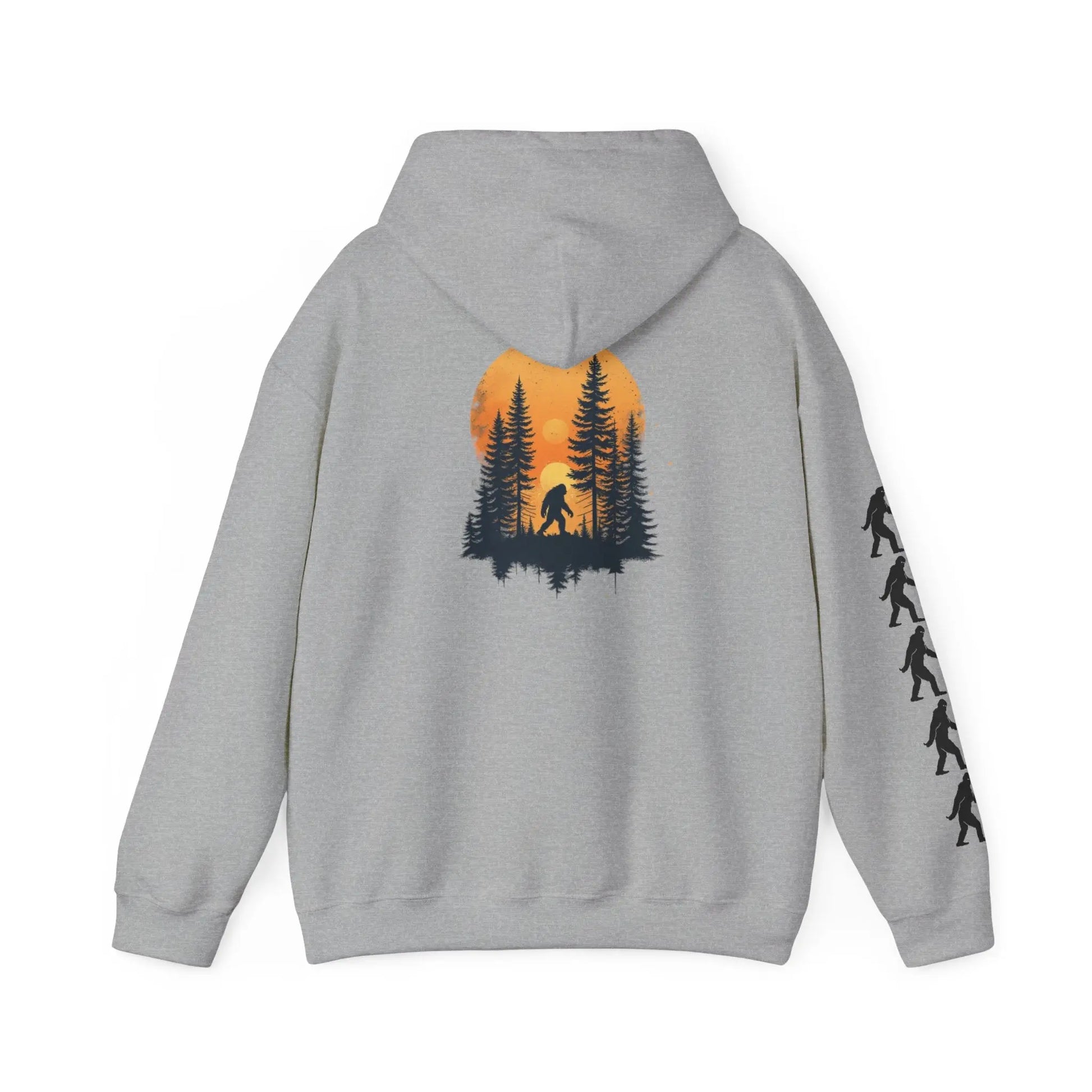 Bigfoot Forest Hoodie — Sasquatch Silhouette Sunset Pullover Printify