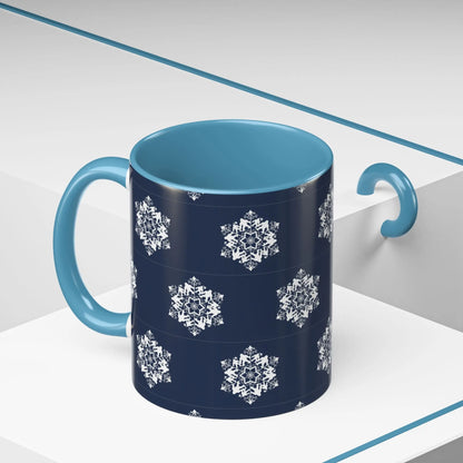 Bigfoot Snowflake Accent Coffee Mug – Navy Holiday Ceramic Cup (11oz/15oz) Printify