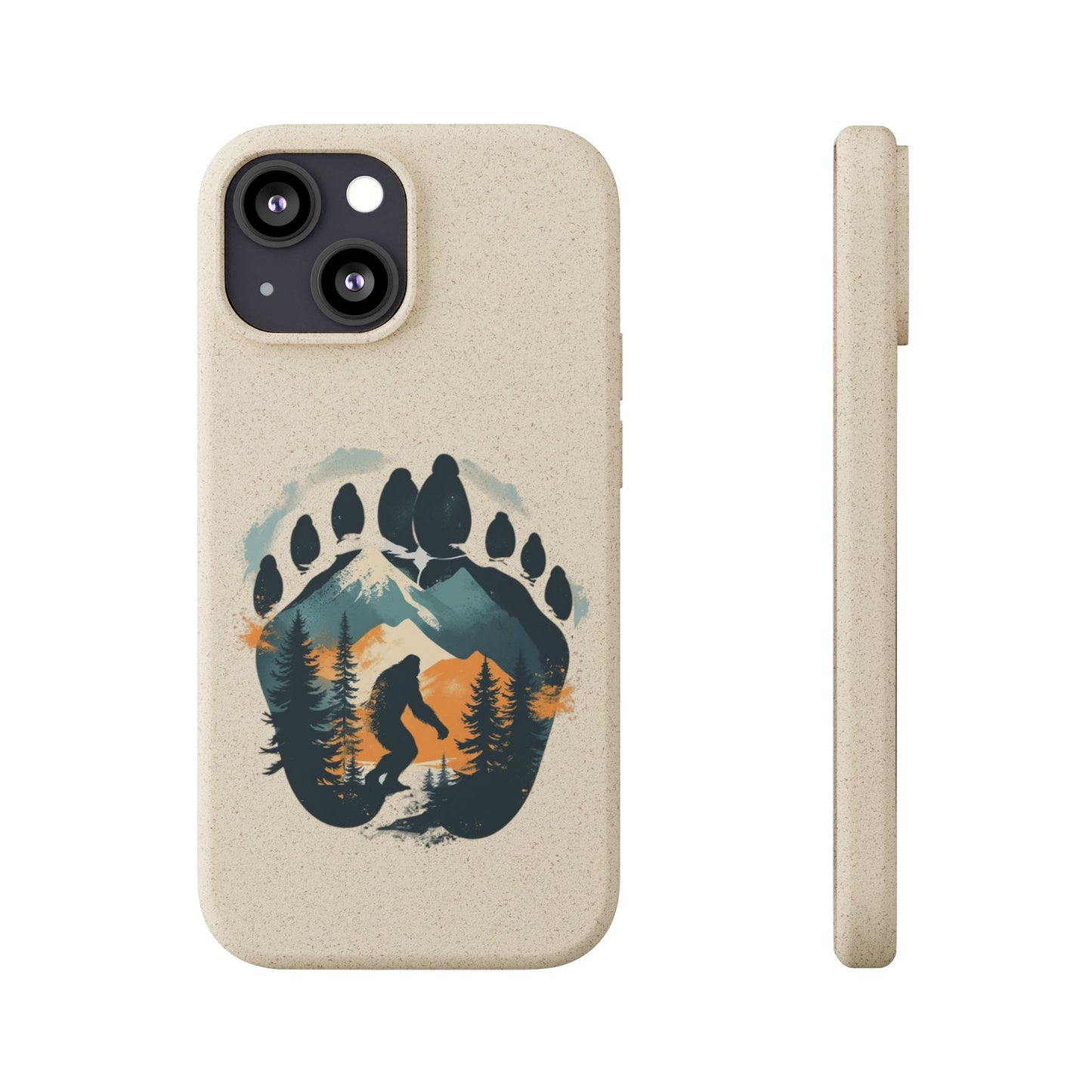 Bigfoot Print Phone Case – Compostable PLA & Bamboo Forest Design Printify