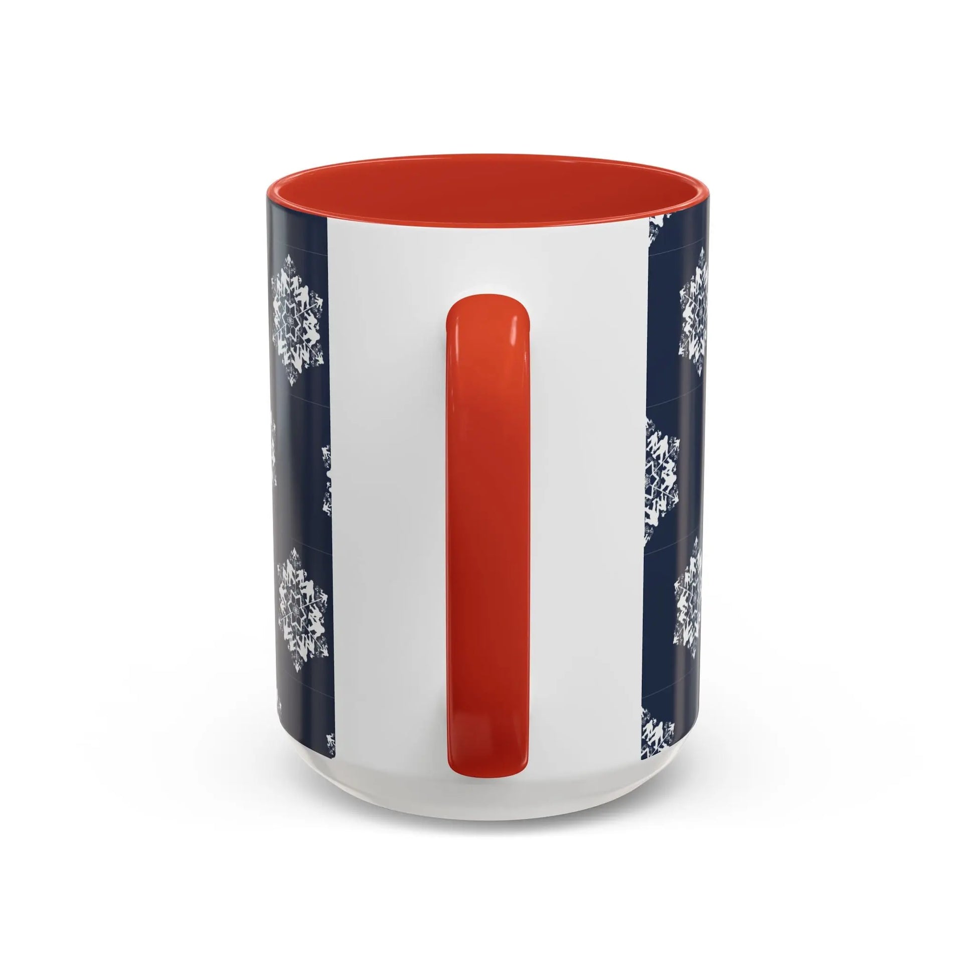 Bigfoot Snowflake Accent Coffee Mug – Navy Holiday Ceramic Cup (11oz/15oz) Printify