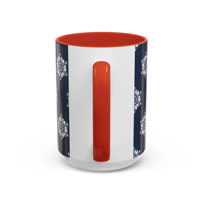 Bigfoot Snowflake Accent Coffee Mug – Navy Holiday Ceramic Cup (11oz/15oz) Printify