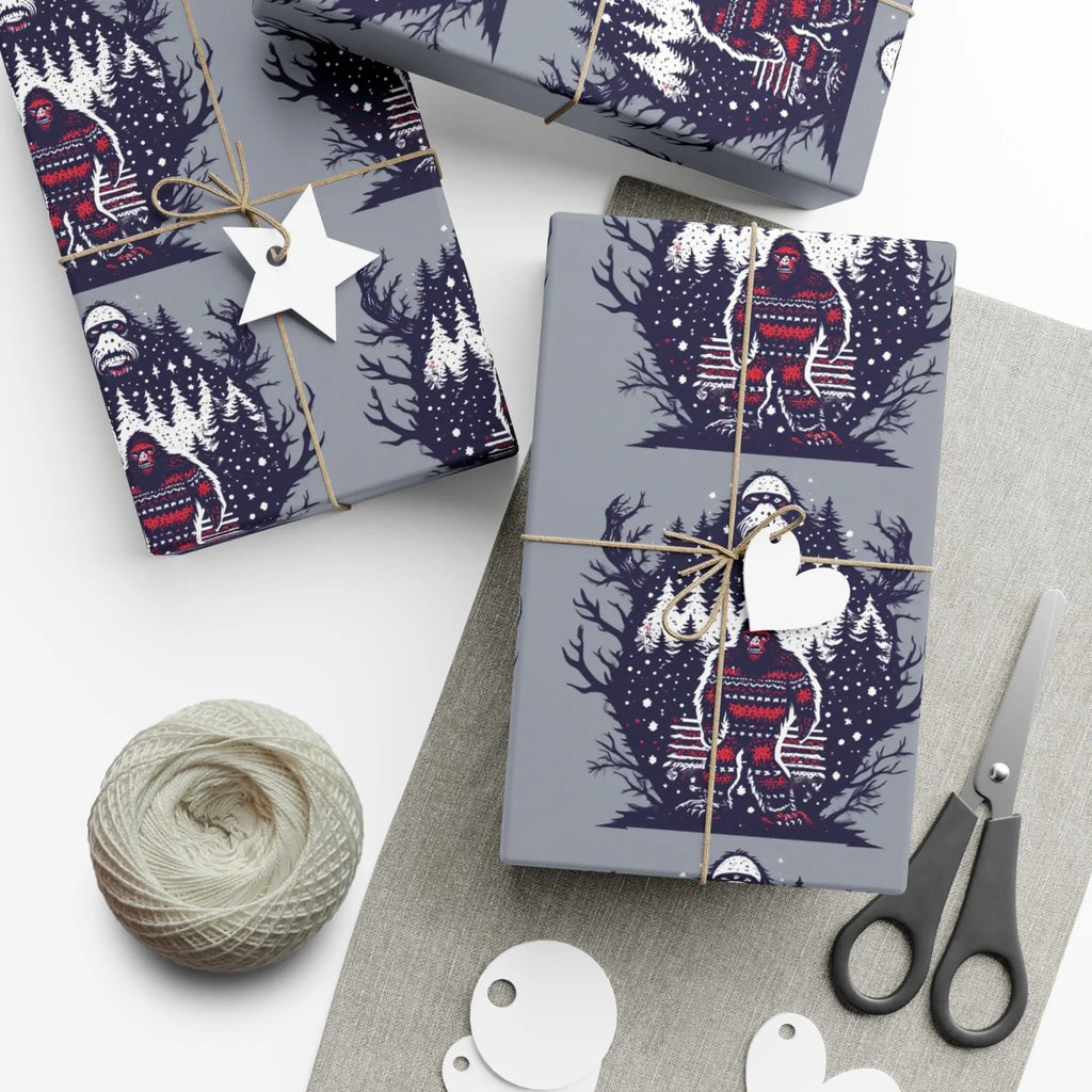 Cozy Bigfoot Gift Wrap Papers – Unique Eco-Friendly Wrapping for Nature Lovers, Holidays & Celebrations Printify