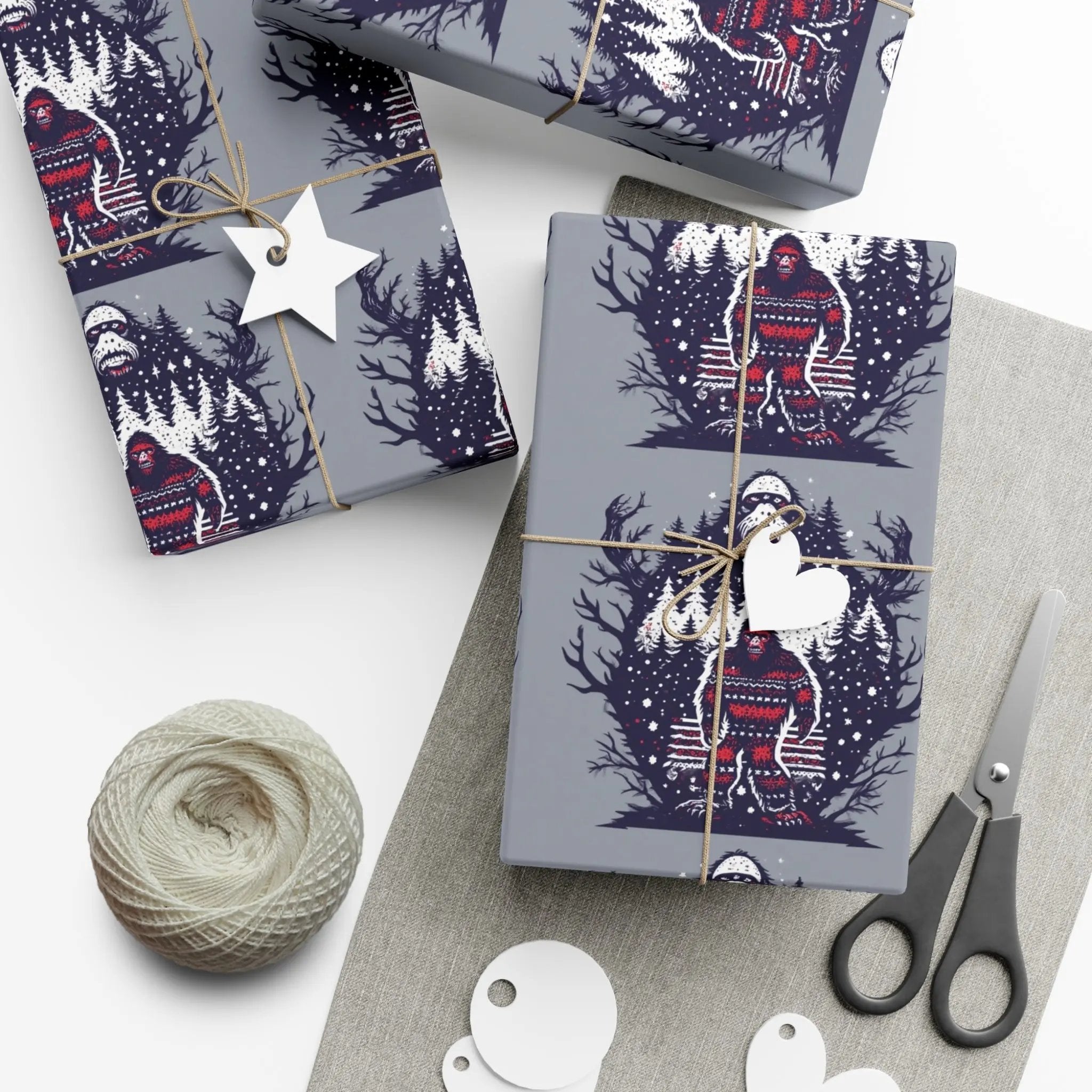 Cozy Bigfoot Gift Wrap Papers – Unique Eco-Friendly Wrapping for Nature Lovers, Holidays & Celebrations Printify