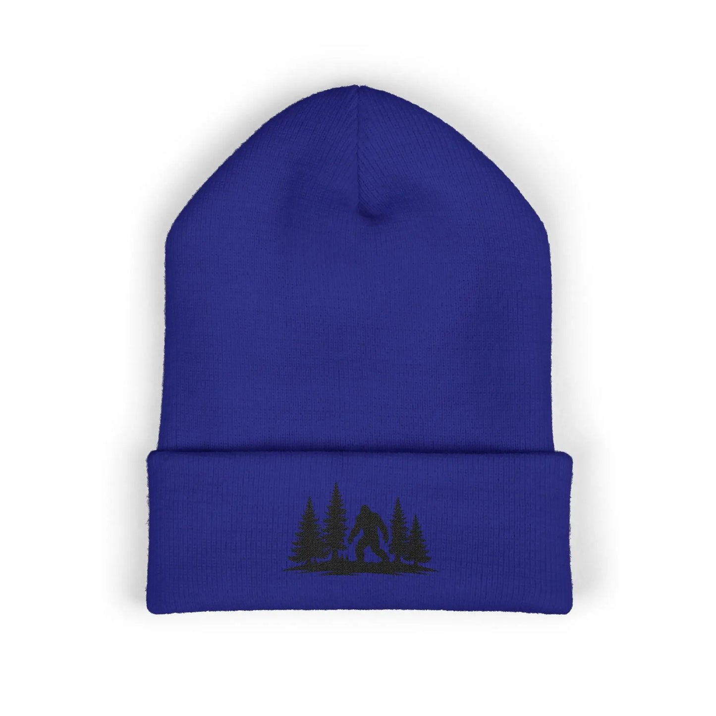Embroidered Mountain & Pine Trees Cuffed Beanie