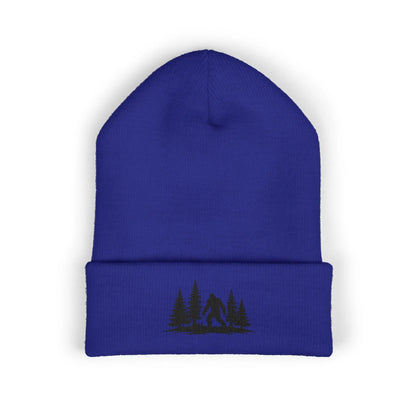 Embroidered Mountain & Pine Trees Cuffed Beanie