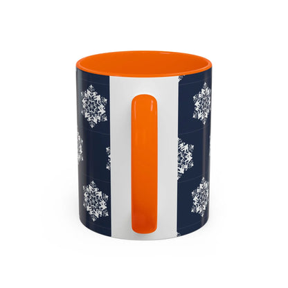 Bigfoot Snowflake Accent Coffee Mug – Navy Holiday Ceramic Cup (11oz/15oz) Printify