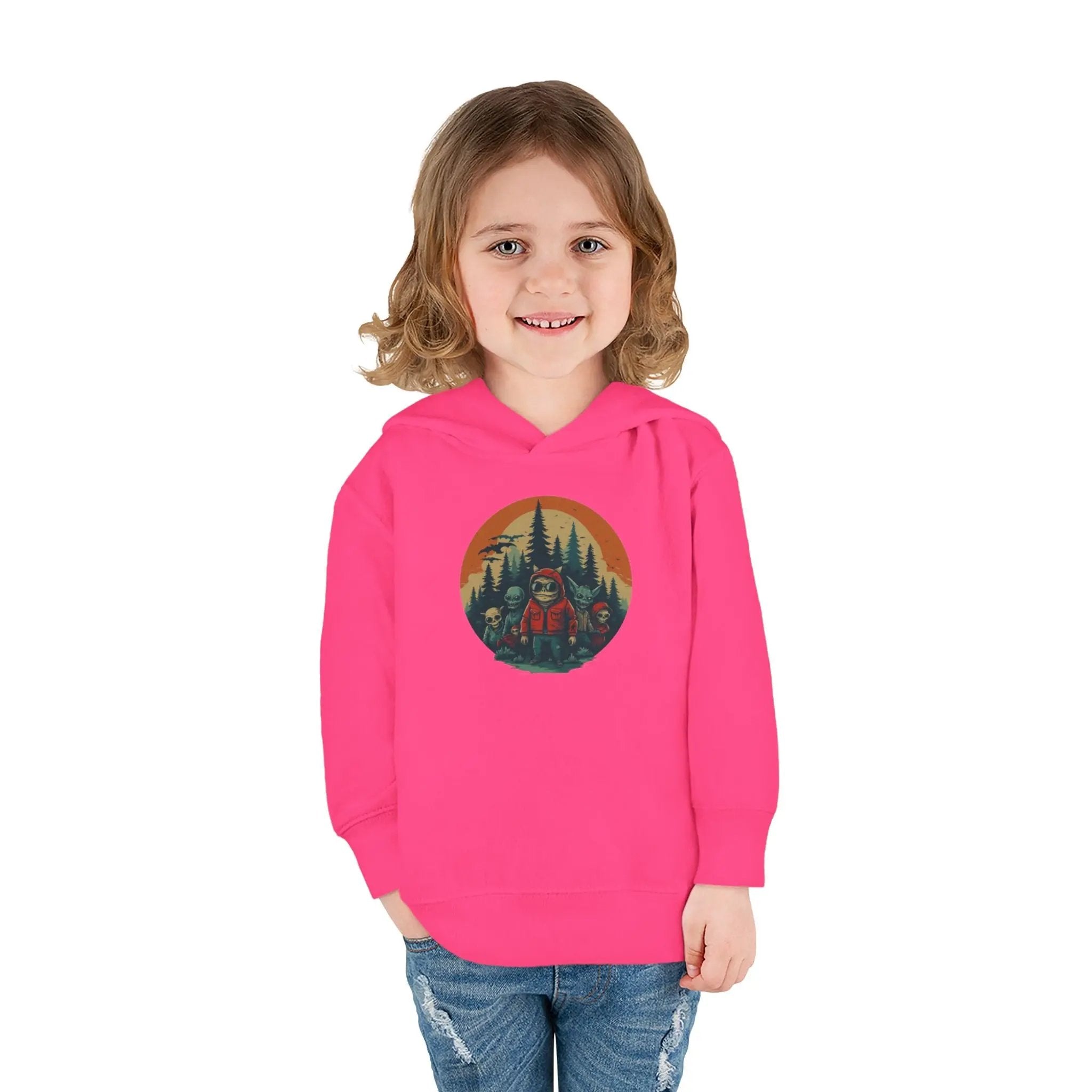 Adventure-Ready Toddler Pullover Fleece Hoodie – Cozy Kids Hoodie, Camping-Themed Gift, Fall/Winter Toddler Apparel Printify