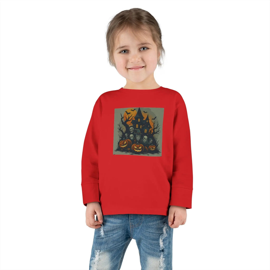 Toddler Halloween Long Sleeve Tee – Spooky Ghosts, Cute Pumpkin Shirt, Costume & Fall Outfit, Kids Party Wear Printify