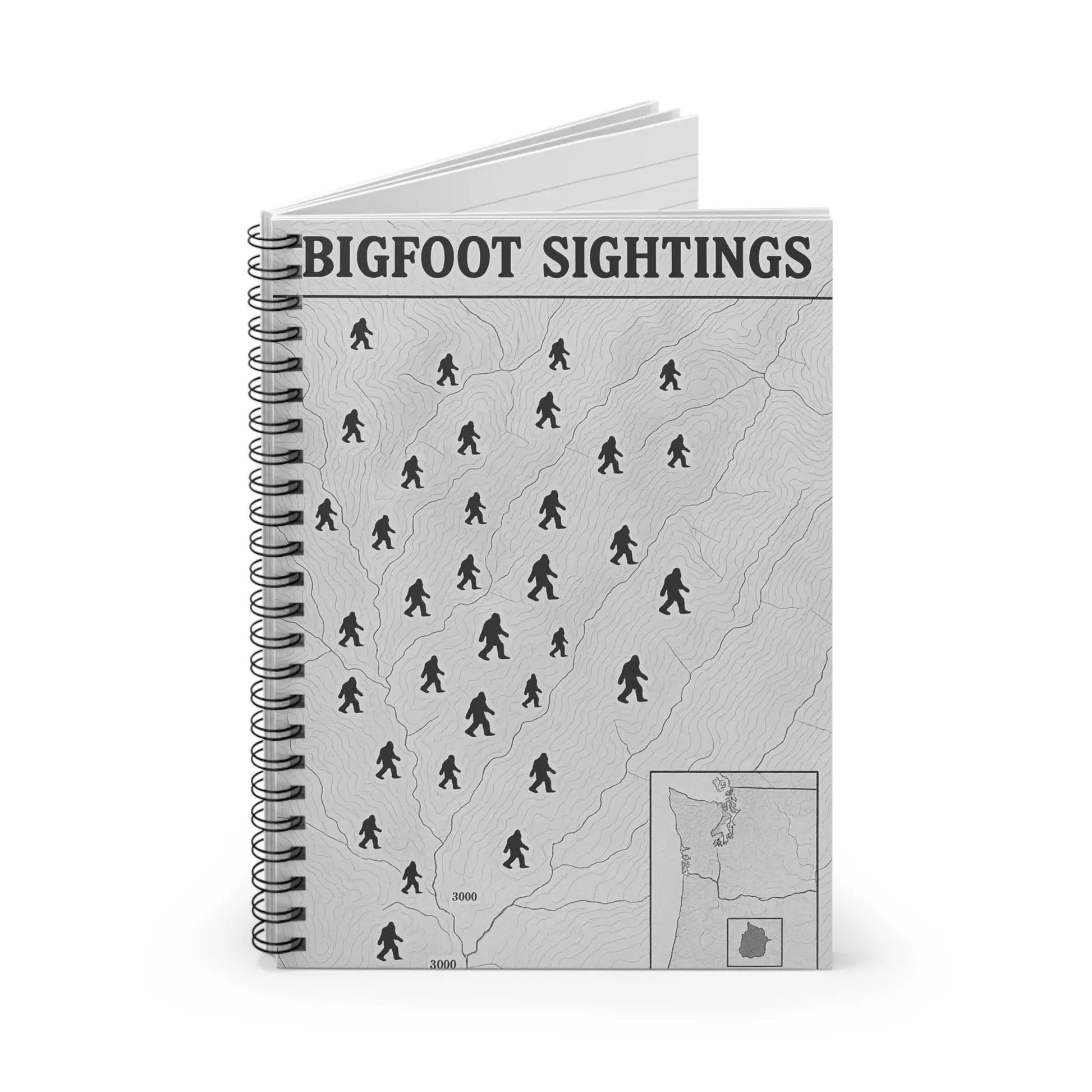 Oregon Bigfoot Sightings Spiral Notebook — Ruled Journal for Cryptid Hunters & Outdoor Notes Printify