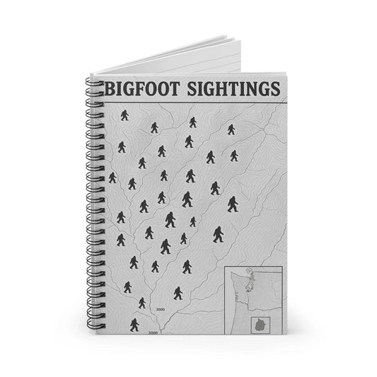 Oregon Bigfoot Sightings Spiral Notebook — Ruled Journal for Cryptid Hunters & Outdoor Notes Printify