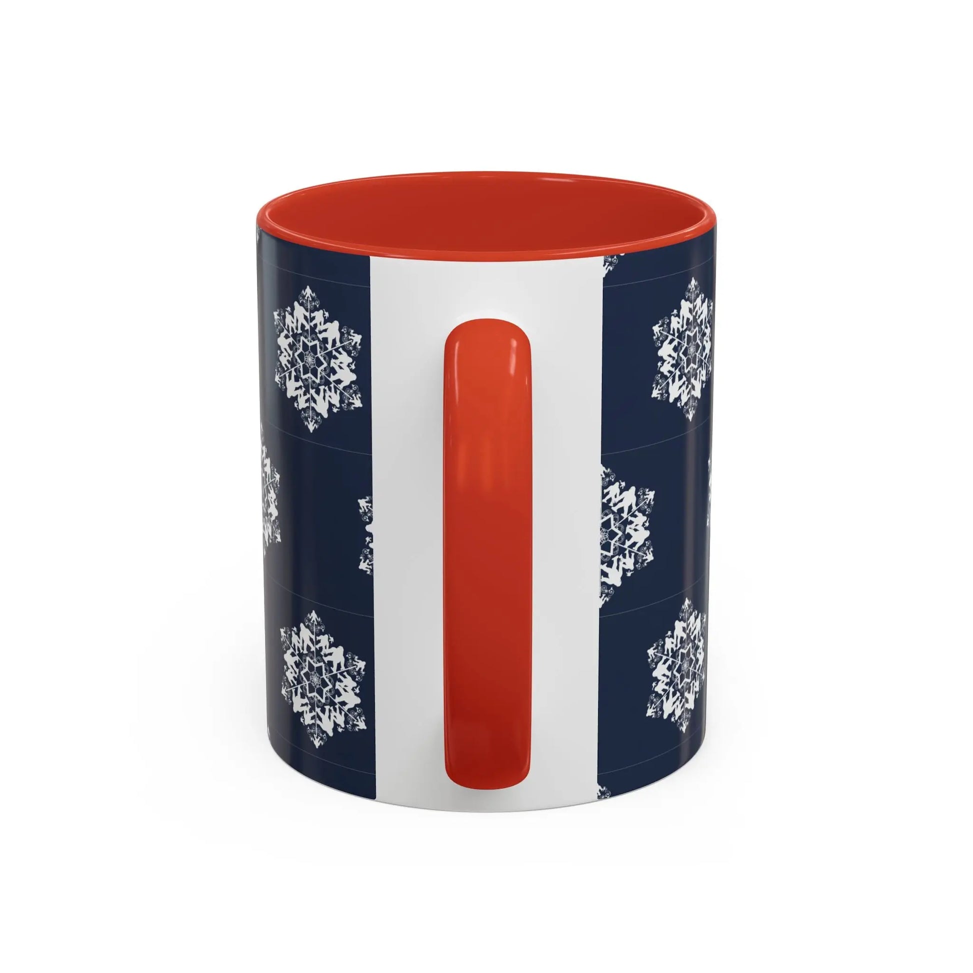 Bigfoot Snowflake Accent Coffee Mug – Navy Holiday Ceramic Cup (11oz/15oz) Printify