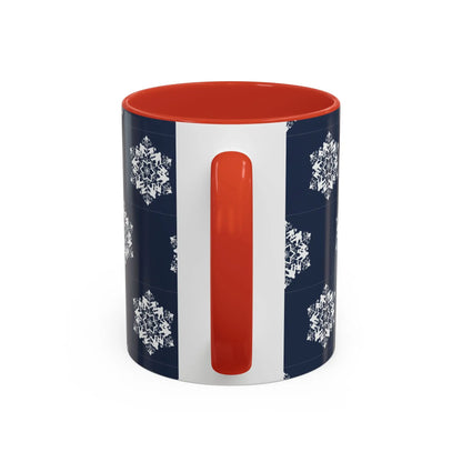 Bigfoot Snowflake Accent Coffee Mug – Navy Holiday Ceramic Cup (11oz/15oz) Printify