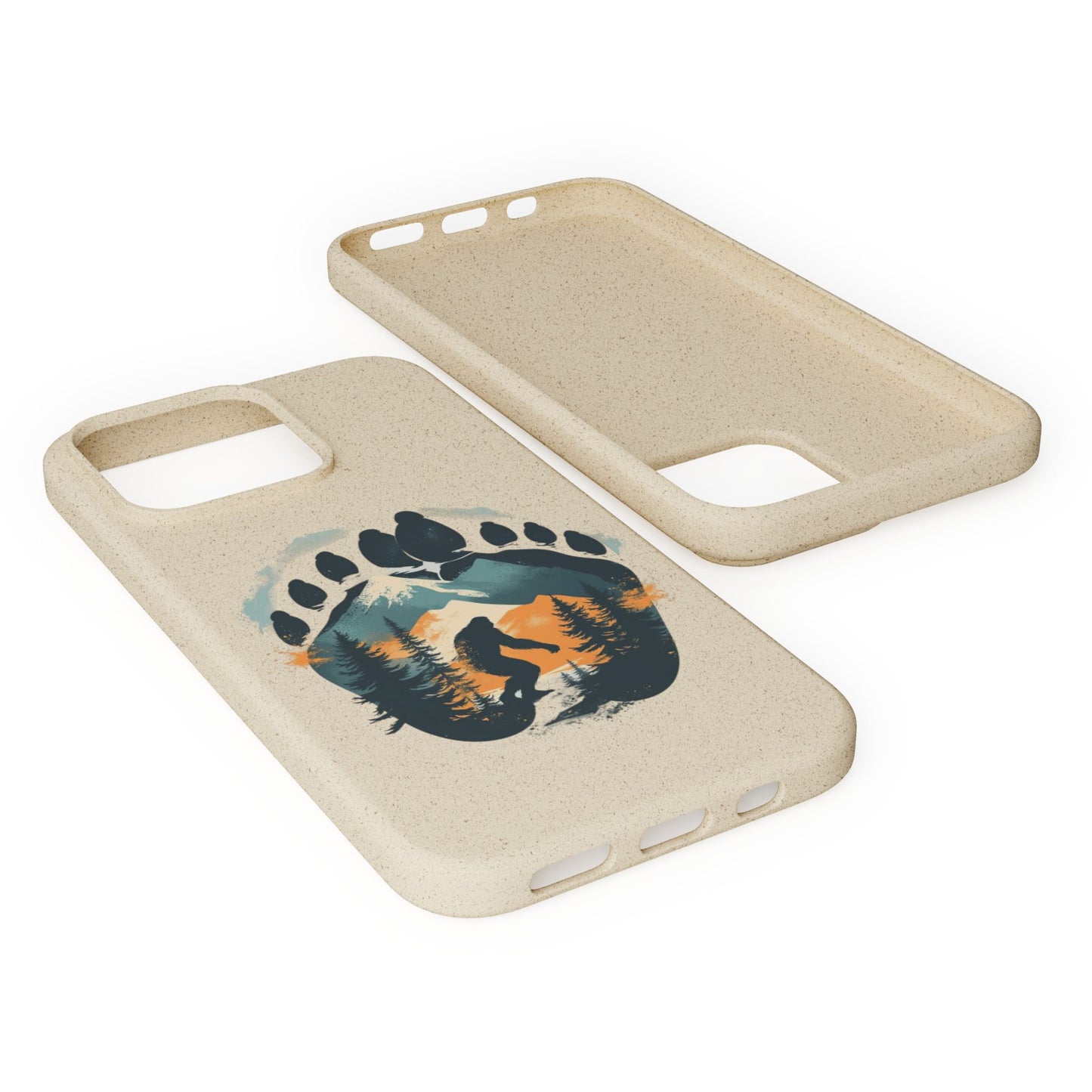Bigfoot Print Phone Case – Compostable PLA & Bamboo Forest Design Printify