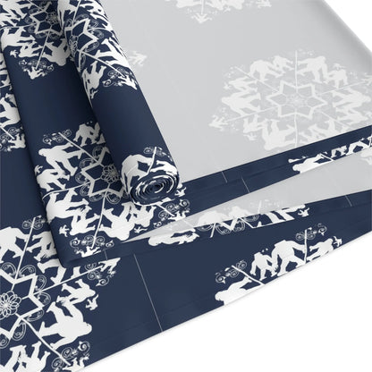 Bigfoot Snowflake Pattern Table Runner — Cotton-Poly Holiday Dinner Decor Printify