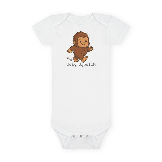 Baby Bodysuit — Cute 'Baby Squatch' Walking Sasquatch Organic Onesie Printify