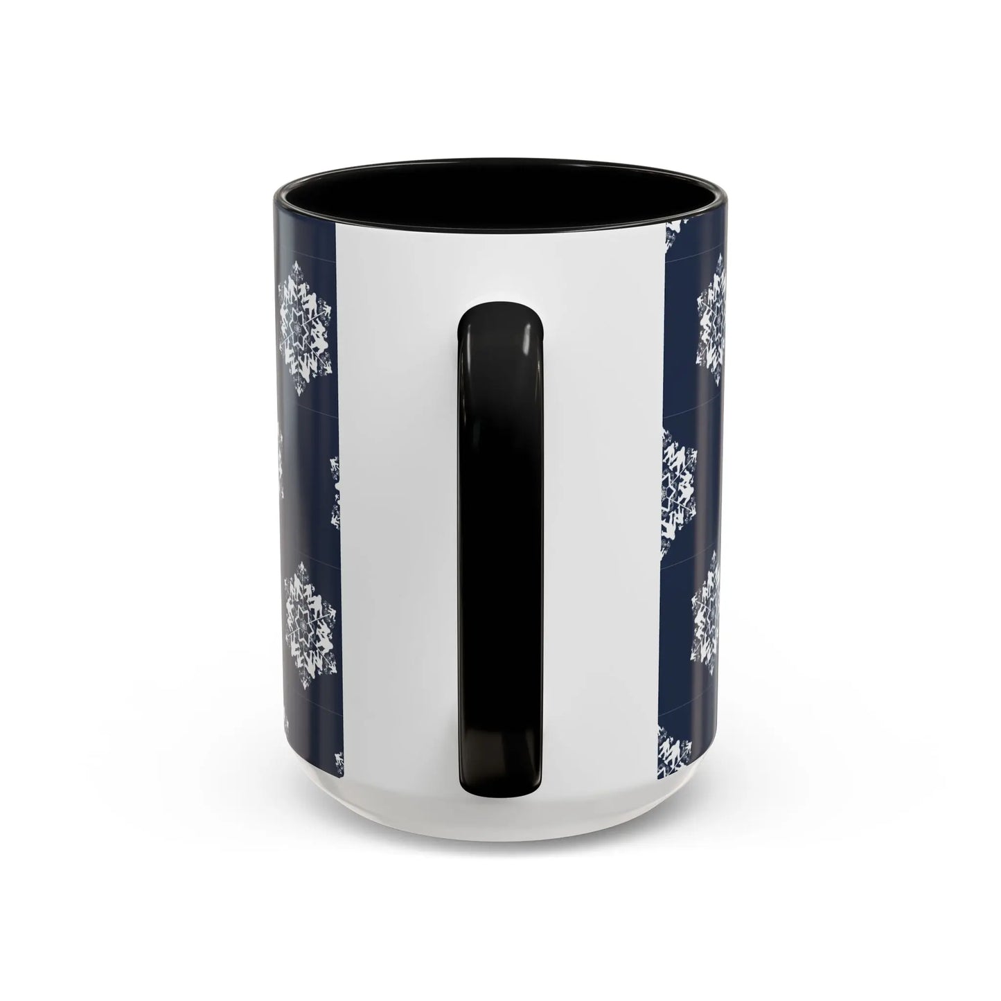 Bigfoot Snowflake Accent Coffee Mug – Navy Holiday Ceramic Cup (11oz/15oz) Printify