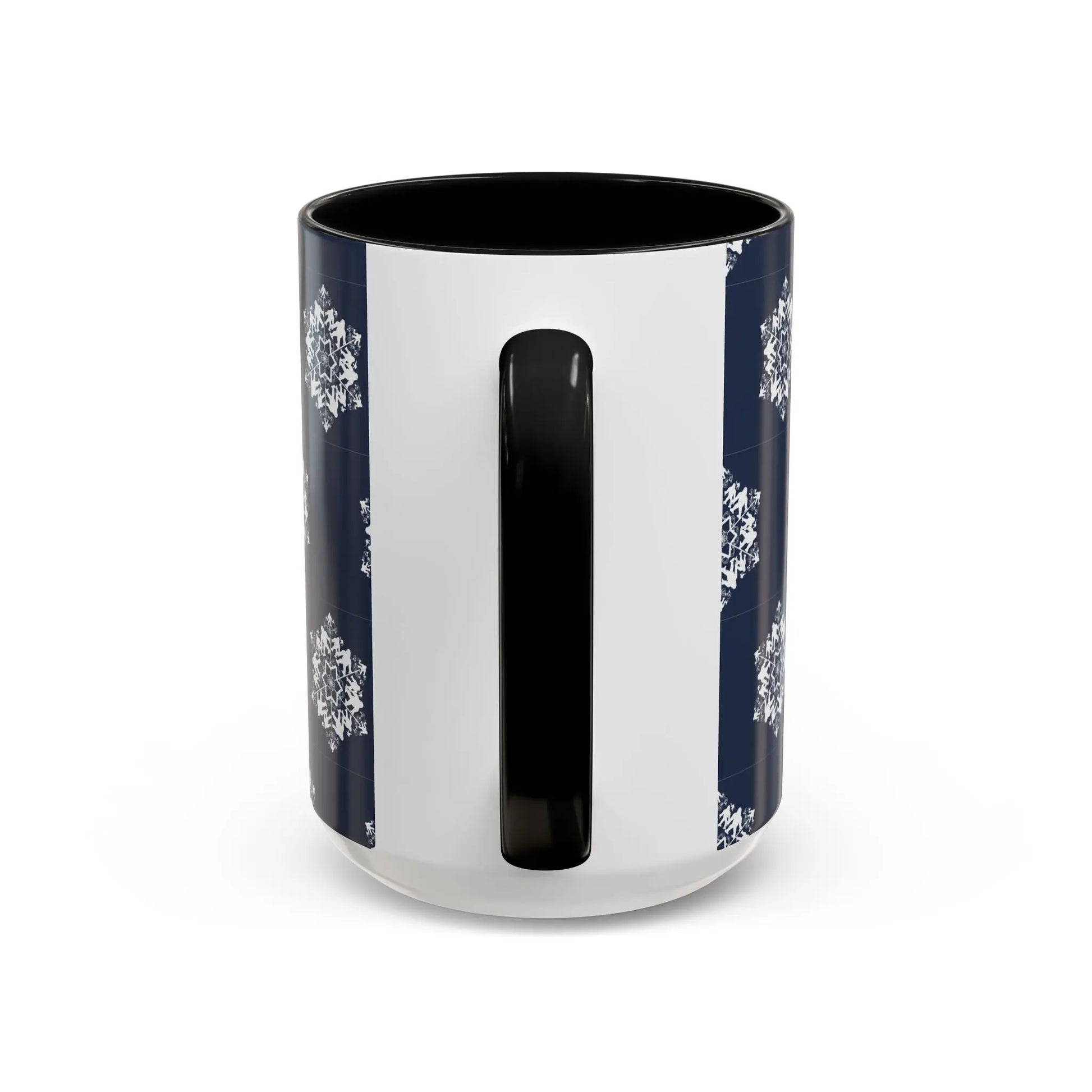 Bigfoot Snowflake Accent Coffee Mug – Navy Holiday Ceramic Cup (11oz/15oz) Printify