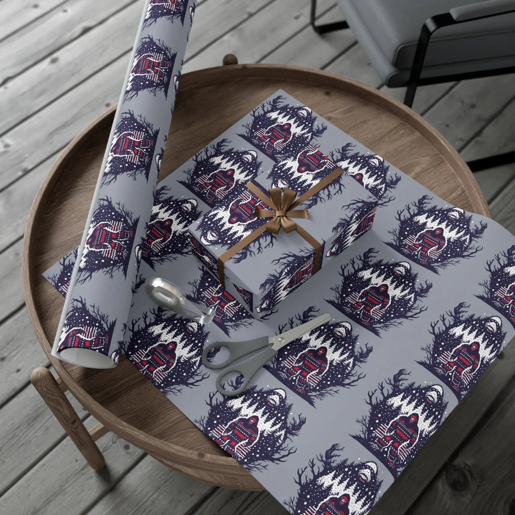 Cozy Bigfoot Gift Wrap Papers – Unique Eco-Friendly Wrapping for Nature Lovers, Holidays & Celebrations Printify
