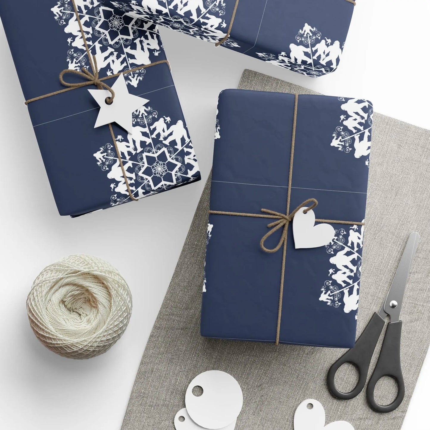 Bigfoot Snowflake Wrapping Paper – Festive Sasquatch Gift Wrap for Holidays & Christmas - Squatch Wear