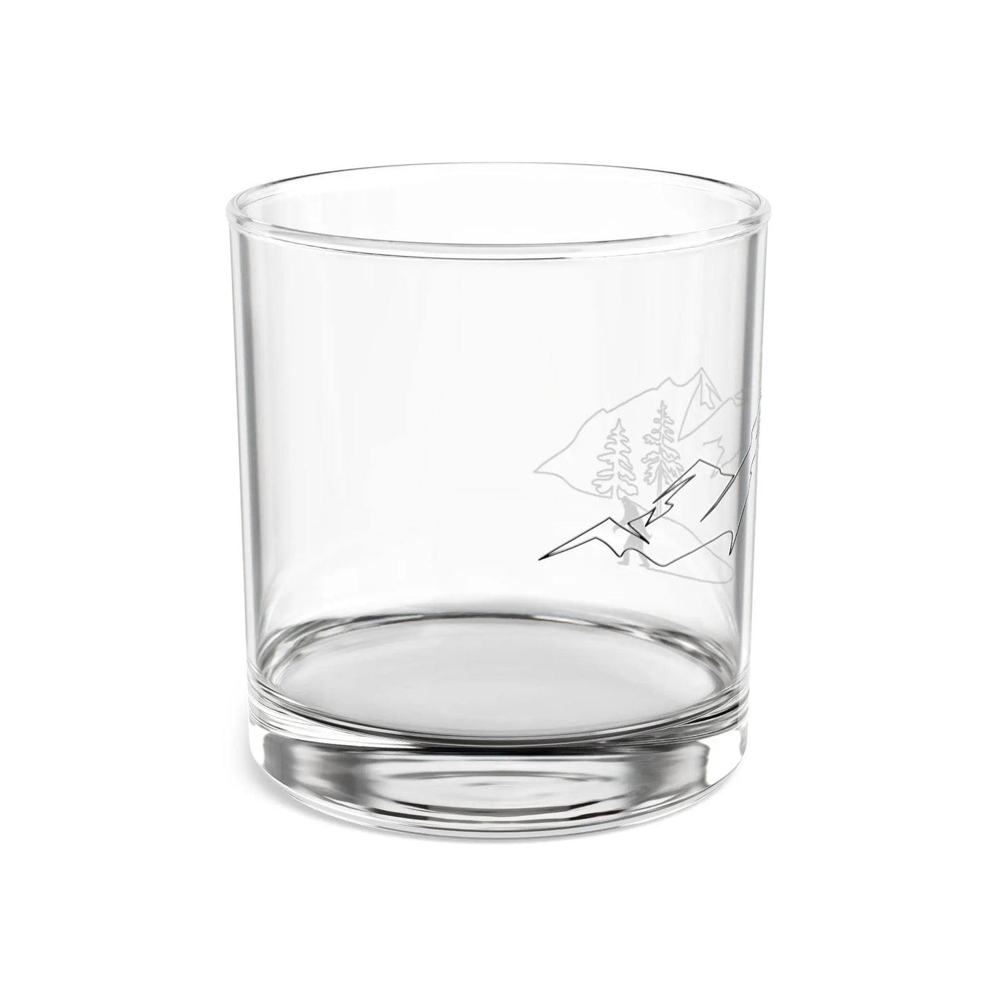Mountain Etched 10oz Rocks Glass — Whiskey Tumbler with Scenic Pine & Peak Design Printify