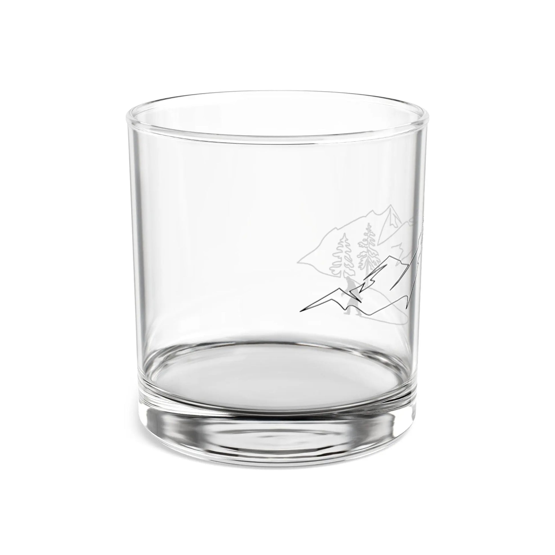 Mountain Etched 10oz Rocks Glass — Whiskey Tumbler with Scenic Pine & Peak Design Printify