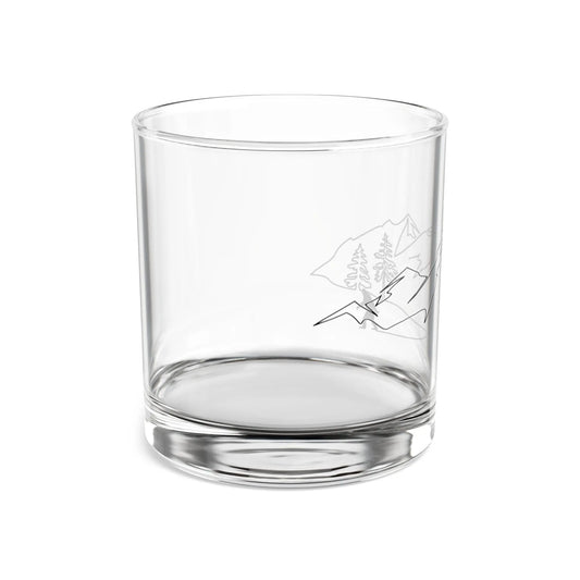 Mountain Etched 10oz Rocks Glass — Whiskey Tumbler with Scenic Pine & Peak Design Printify