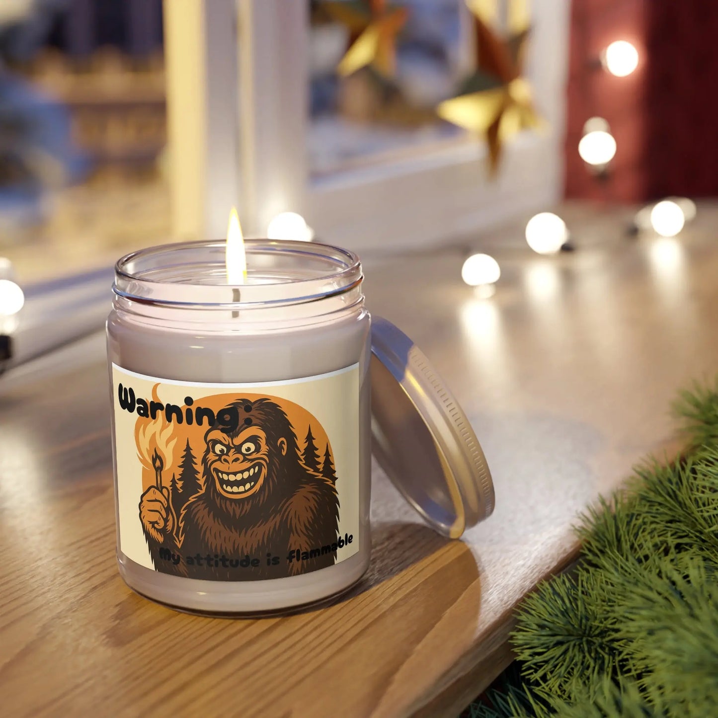 Warning: My Attitude Is Flammable Soy Candle — 9oz Jar Printify