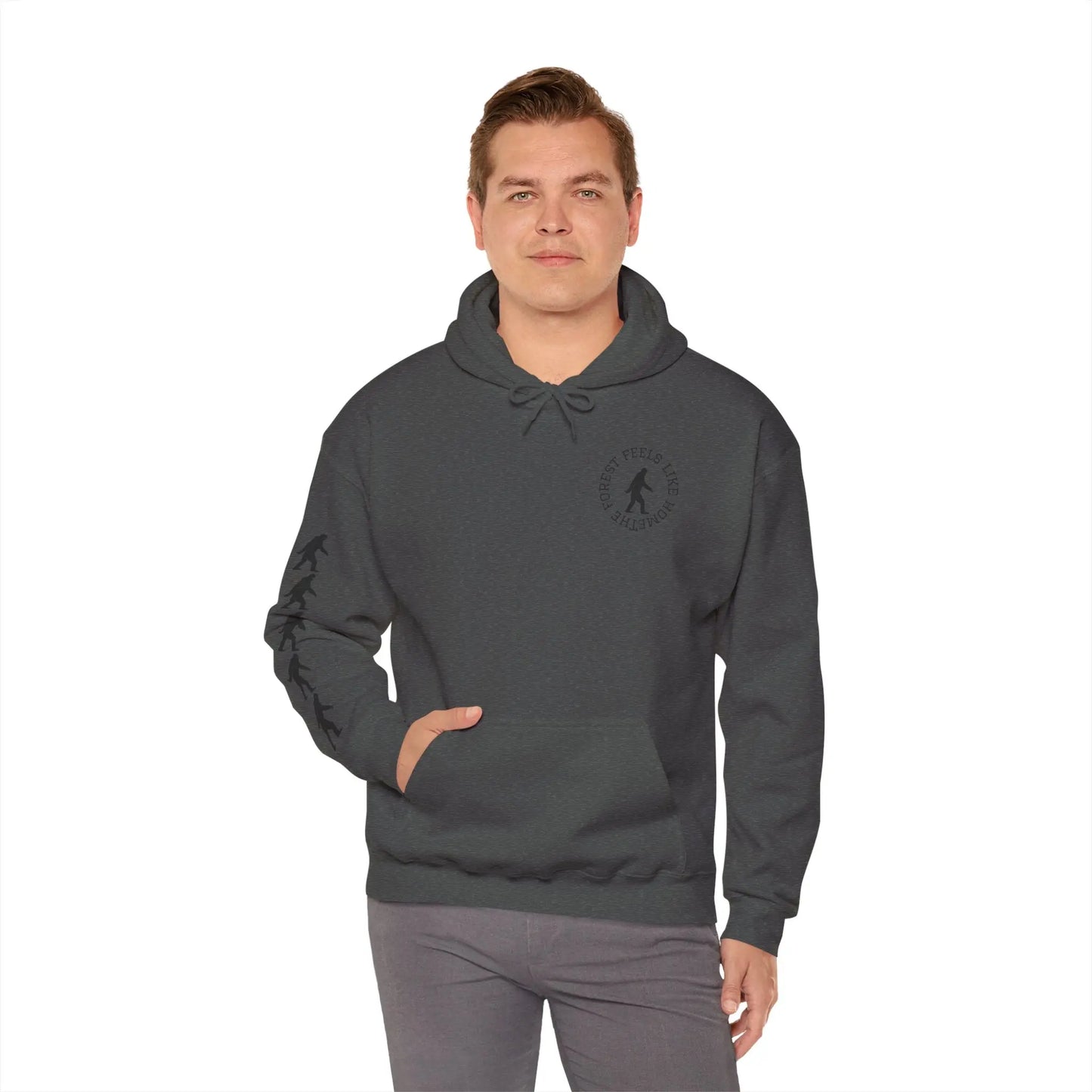 Bigfoot Forest Hoodie — Sasquatch Silhouette Sunset Pullover Printify