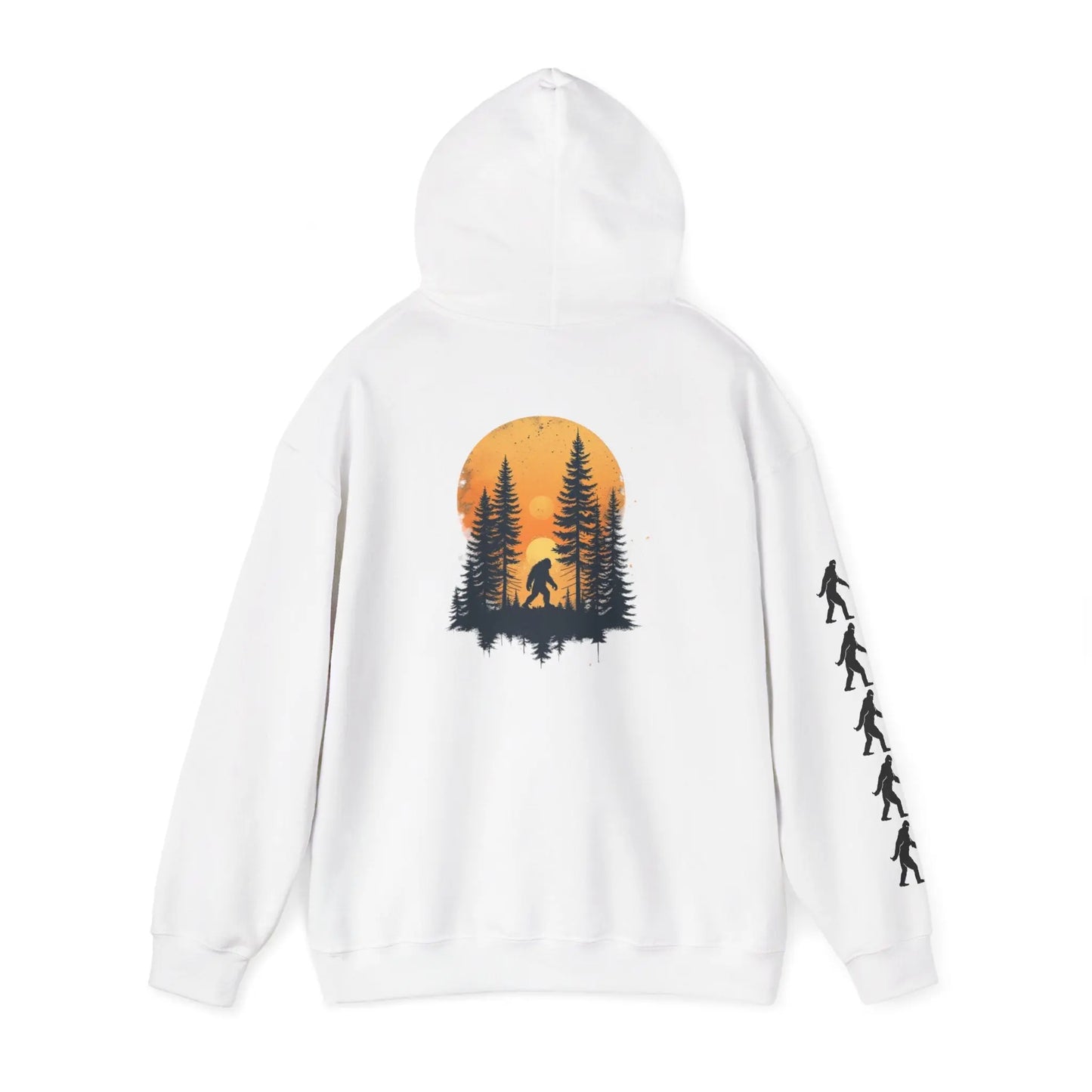 Bigfoot Forest Hoodie — Sasquatch Silhouette Sunset Pullover Printify