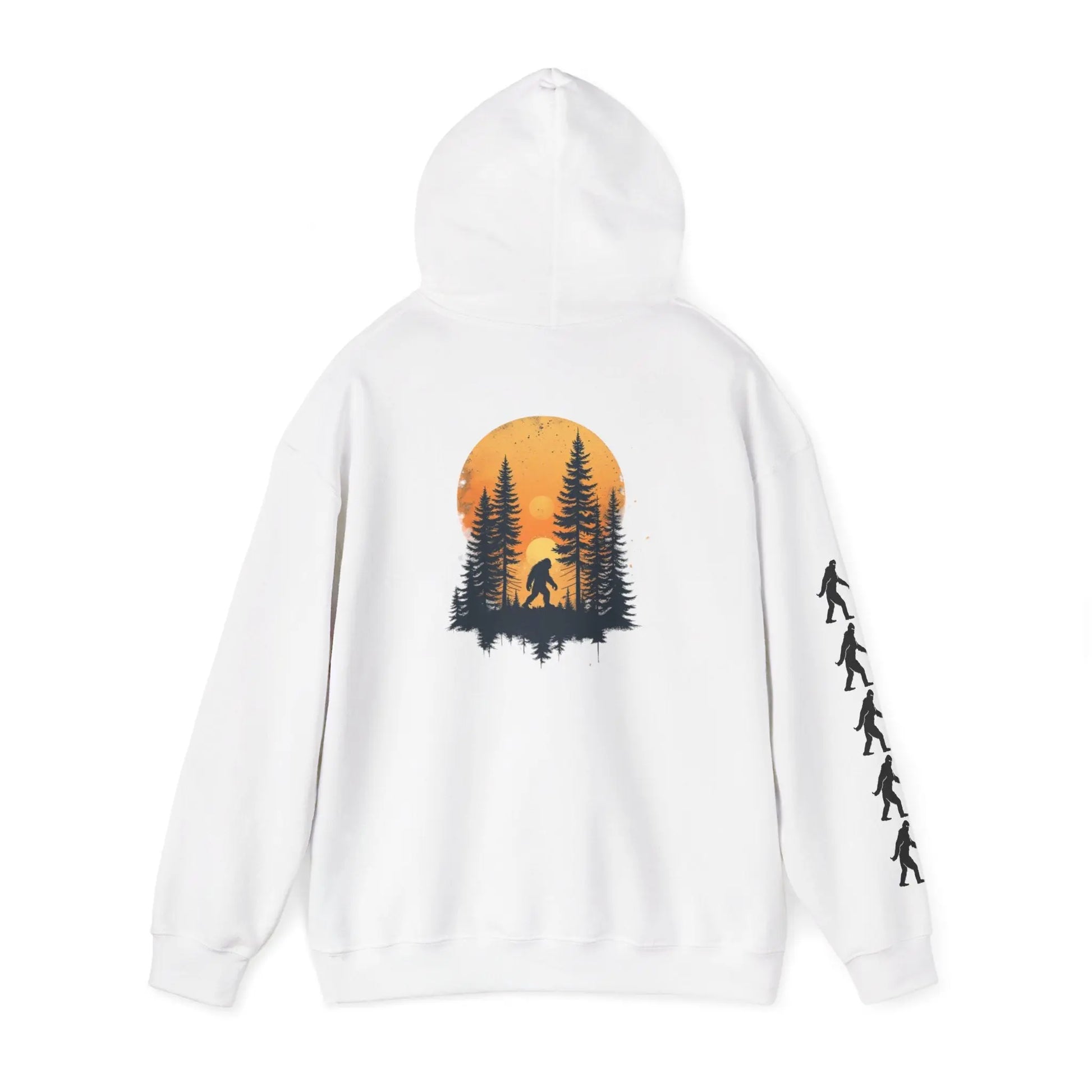 Bigfoot Forest Hoodie — Sasquatch Silhouette Sunset Pullover Printify
