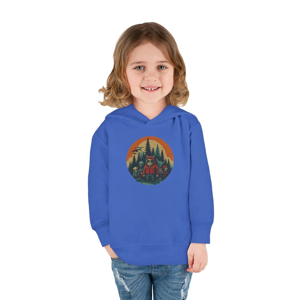 Adventure-Ready Toddler Pullover Fleece Hoodie – Cozy Kids Hoodie, Camping-Themed Gift, Fall/Winter Toddler Apparel Printify