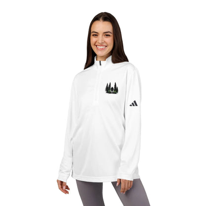 Embroidered Forest Quarter-Zip Pullover — adidas® Performance Long Sleeve