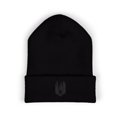 Embroidered Mountain & Pine Trees Cuffed Beanie Printify