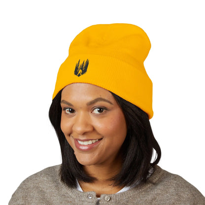 Embroidered Mountain & Pine Trees Cuffed Beanie Printify